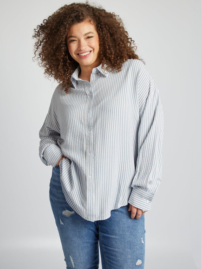 Chemise oversize à rayures Bleu - Kiabi