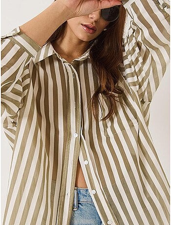 Chemise oversize à rayures et poche unique bianco lucci