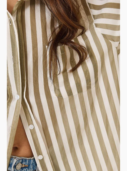 Chemise oversize à rayures et poche unique bianco lucci - Kiabi