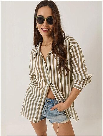 Chemise oversize à rayures et poche unique lucci