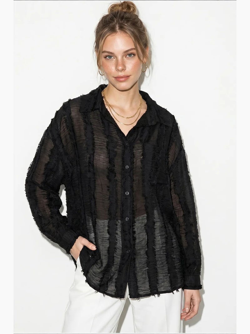 Chemise oversize à rayures lucci Noir - Kiabi