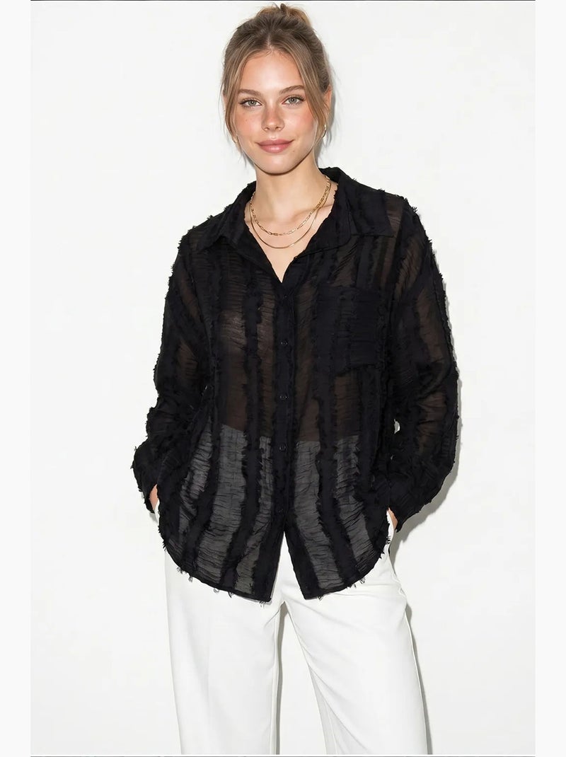 Chemise oversize à rayures lucci Noir - Kiabi