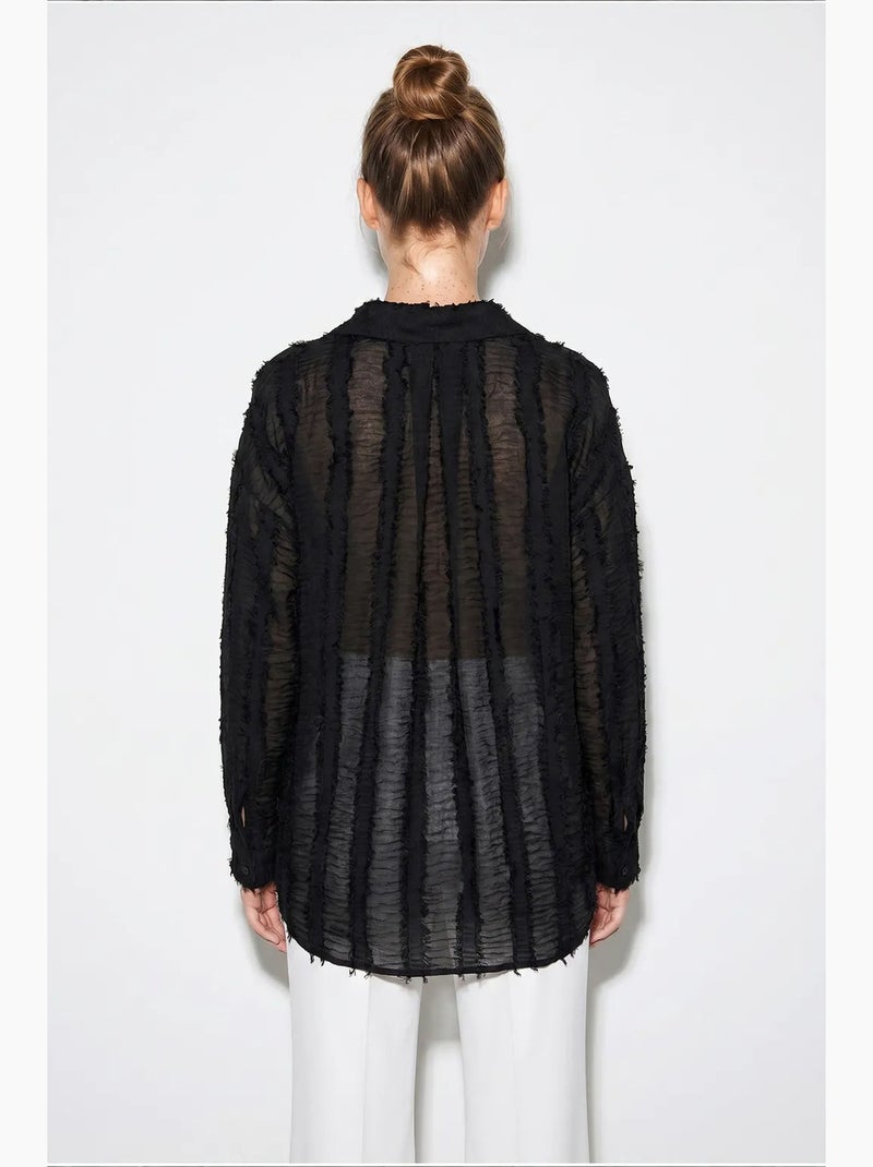Chemise oversize à rayures lucci Noir - Kiabi