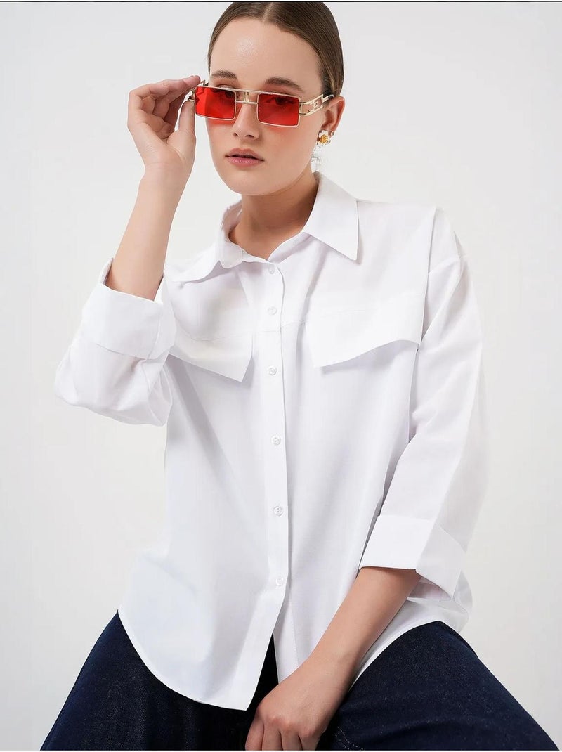 Chemise oversize avec détails de poche bdart Blanc - Kiabi