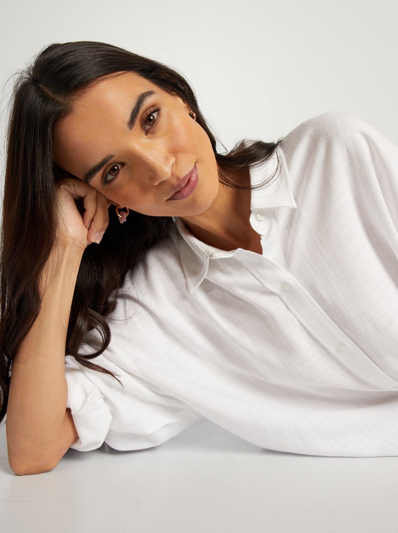 Chemise oversize avec lin mélangé Blanc - Kiabi