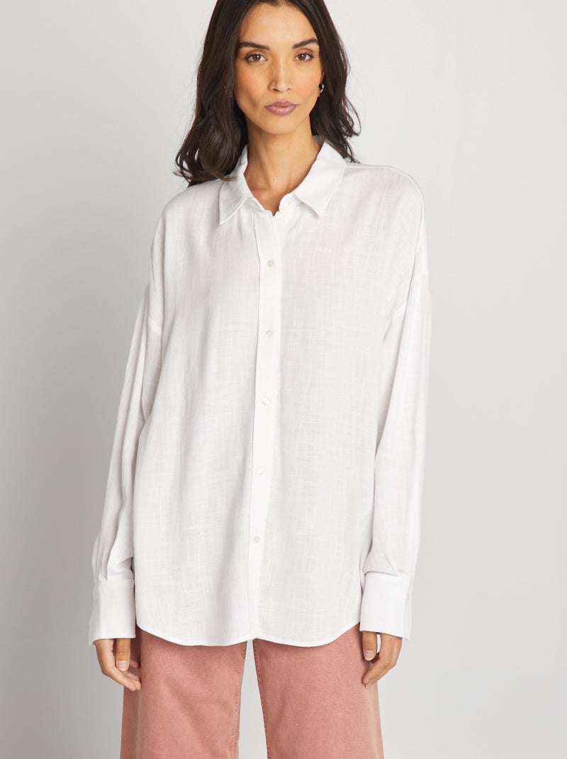 Chemise oversize avec lin mélangé Blanc - Kiabi
