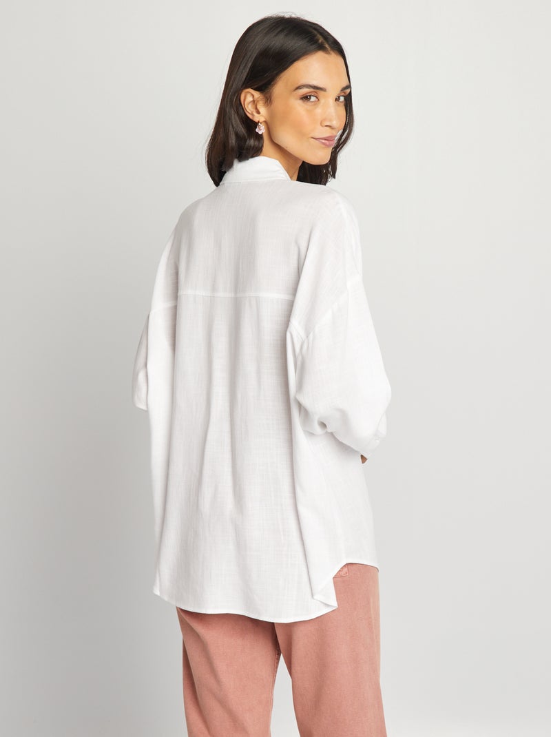 Chemise oversize avec lin mélangé Blanc - Kiabi