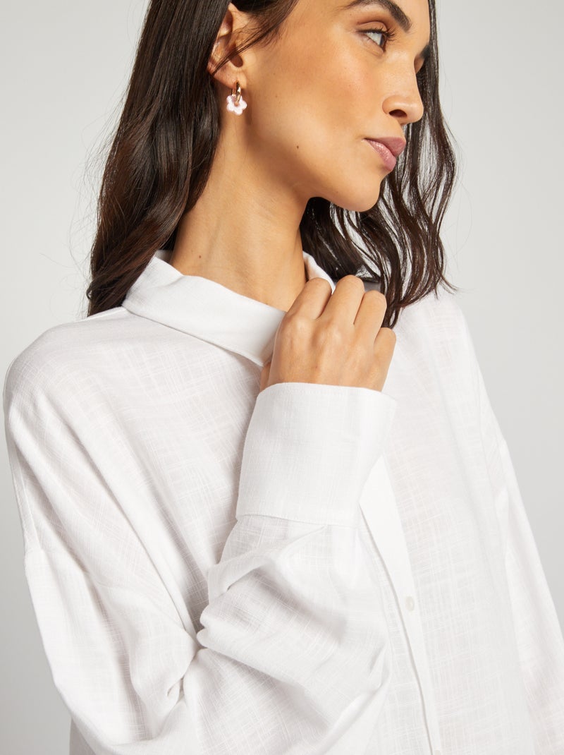 Chemise oversize avec lin mélangé Blanc - Kiabi
