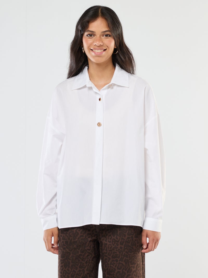 Chemise oversize boutons fantaisie Blanc - Kiabi