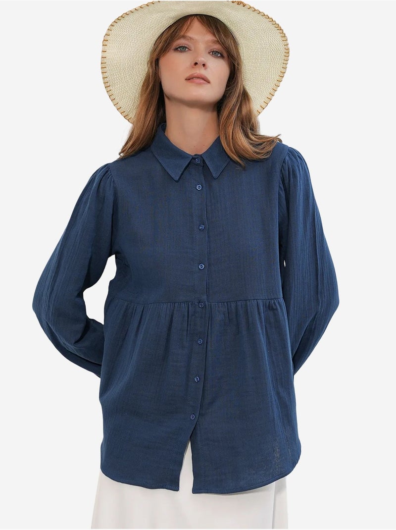 Chemise oversize en coton à manches longues bdart Bleu marine - Kiabi