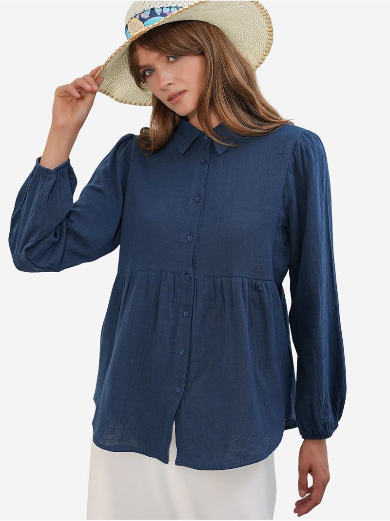 Chemise oversize en coton à manches longues bdart Bleu marine - Kiabi