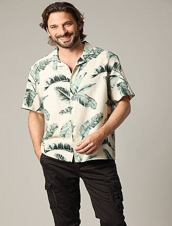 Chemise oversize en coton avec imprimé tropical 'Deeluxe'