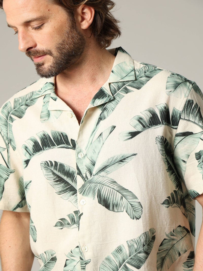 Chemise oversize en coton avec imprimé tropical 'Deeluxe' Ecru - Kiabi