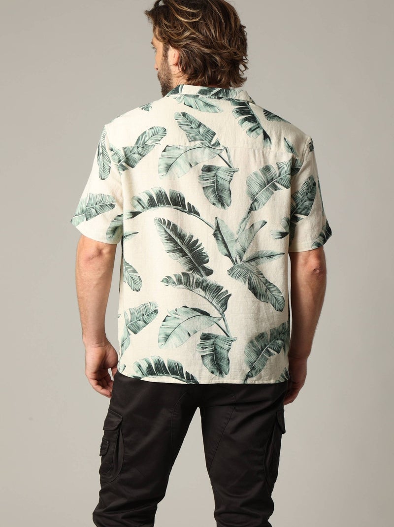 Chemise oversize en coton avec imprimé tropical 'Deeluxe' Ecru - Kiabi