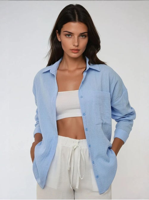 Chemise oversize en coton avec poche - Kiabi Chemise oversize en coton avec poche - Kiabi