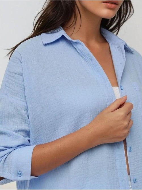Chemise oversize en coton avec poche - Kiabi Chemise oversize en coton avec poche - Kiabi