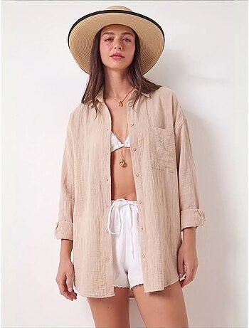 Chemise oversize en coton texturé avec poche istanbul