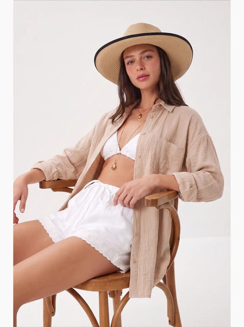 Chemise oversize en coton texturé avec poche istanbul - Kiabi Chemise oversize en coton texturé avec poche istanbul - Kiabi
