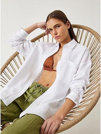 Chemise oversize en coton texturé avec poche istanbul