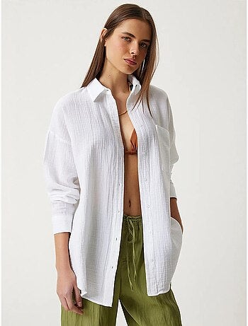 Chemise oversize en coton texturé avec poche istanbul