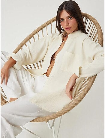Chemise oversize en coton texturé avec poche istanbul
