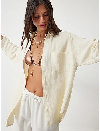 Chemise oversize en coton texturé avec poche istanbul