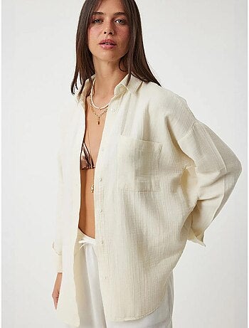 Chemise oversize en coton texturé avec poche istanbul