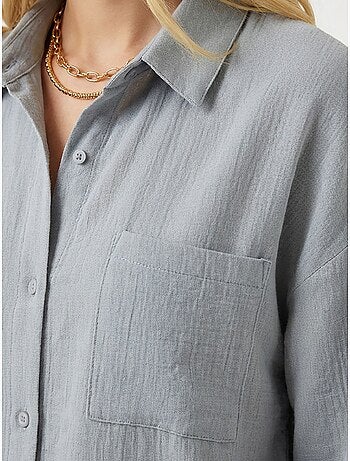 Chemise oversize en coton texturé avec poche istanbul