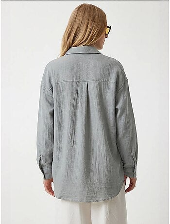 Chemise oversize en coton texturé avec poche istanbul