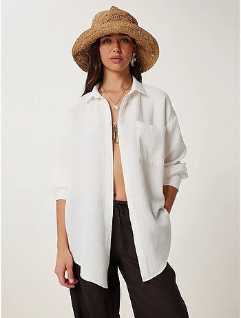 Chemise oversize en coton texturé avec poche istanbul