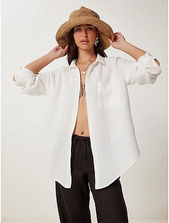 Chemise oversize en coton texturé avec poche istanbul