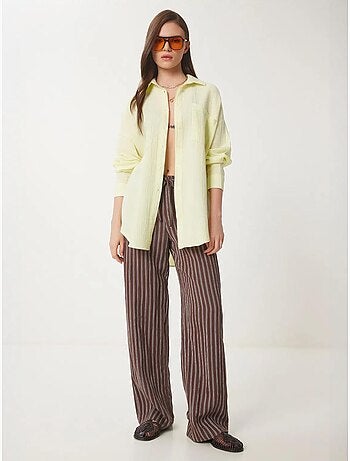 Chemise oversize en coton texturé avec poche istanbul