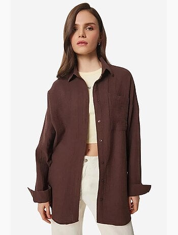 Chemise oversize en coton texturé avec poche istanbul