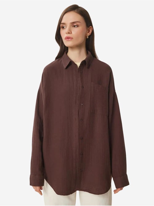 Chemise oversize en coton texturé avec poche istanbul - Kiabi Chemise oversize en coton texturé avec poche istanbul - Kiabi
