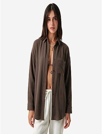 Chemise oversize en coton texturé avec poche istanbul