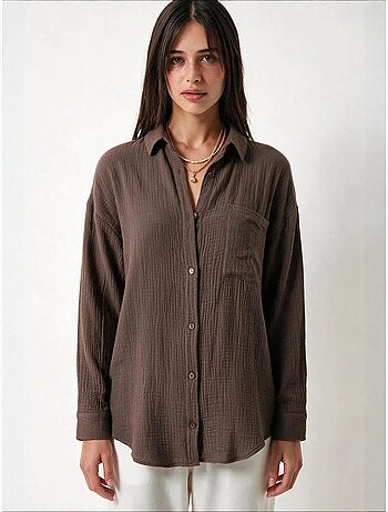 Chemise oversize en coton texturé avec poche istanbul