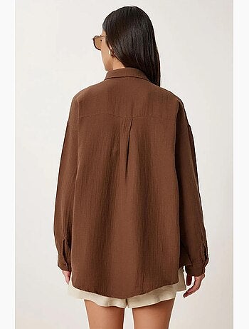 Chemise oversize en coton texturé avec poche istanbul