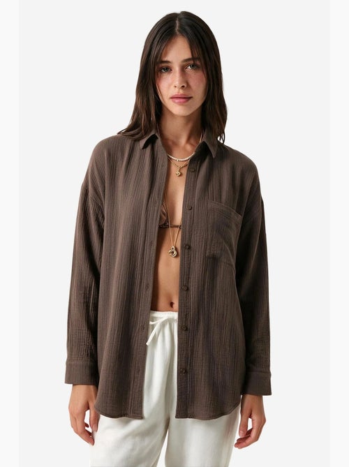 Chemise oversize en coton texturé avec poche istanbul - Kiabi Chemise oversize en coton texturé avec poche istanbul - Kiabi