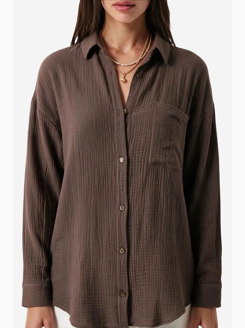 Chemise oversize en coton texturé avec poche istanbul - Kiabi Chemise oversize en coton texturé avec poche istanbul - Kiabi