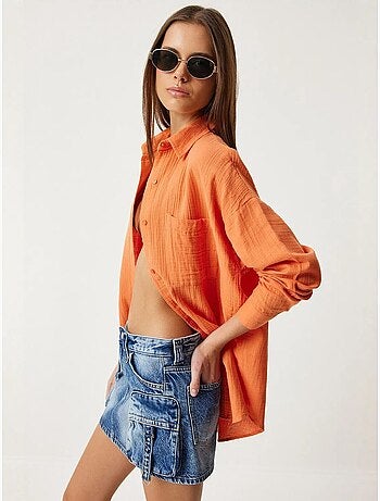 Chemise oversize en coton texturé avec poche istanbul