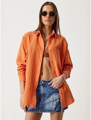 Chemise oversize en coton texturé avec poche istanbul