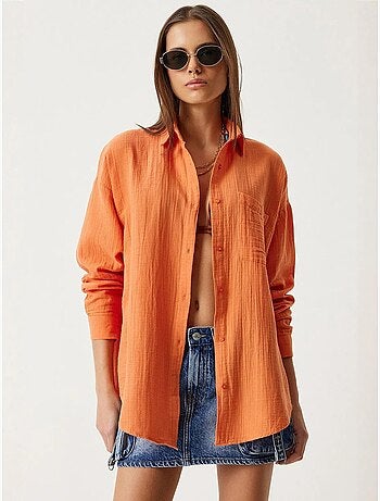Chemise oversize en coton texturé avec poche istanbul