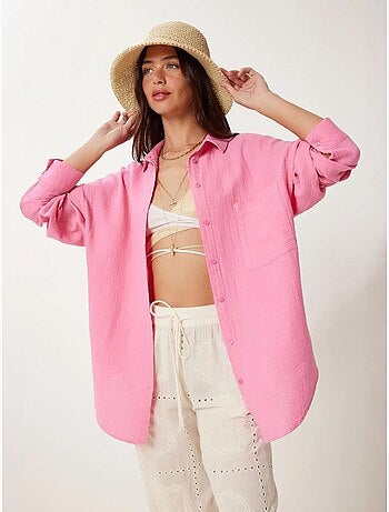 Chemise oversize en coton texturé avec poche istanbul