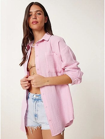 Chemise oversize en coton texturé avec poche istanbul