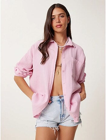 Chemise oversize en coton texturé avec poche istanbul
