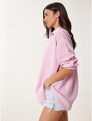 Chemise oversize en coton texturé avec poche istanbul