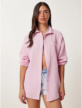Chemise oversize en coton texturé avec poche istanbul