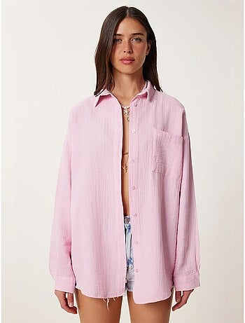 Chemise oversize en coton texturé avec poche istanbul