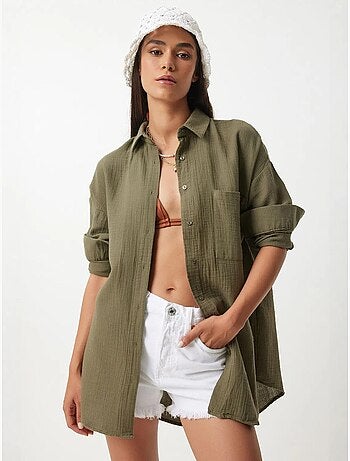 Chemise oversize en coton texturé avec poche istanbul