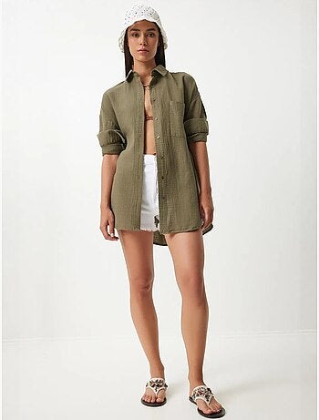 Chemise oversize en coton texturé avec poche istanbul